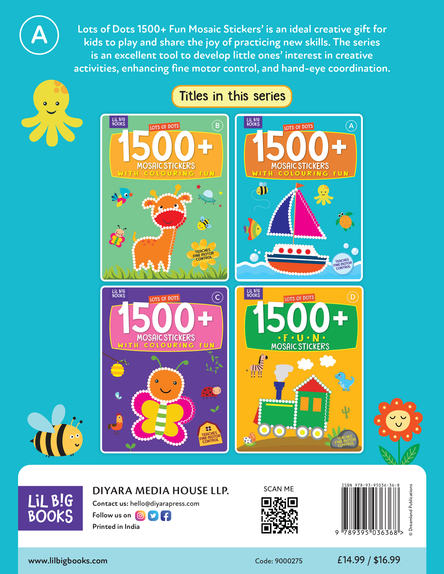 Lots Of Dots 1500 + Mosaic Stickers With Colouring Fun A