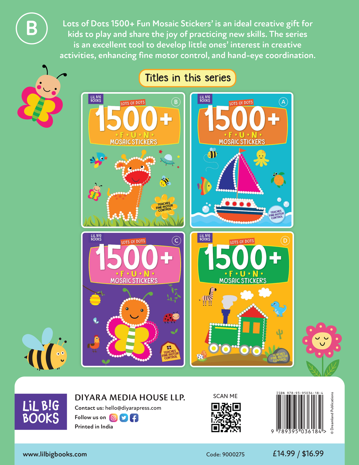 Lots Of Dots 1500 + Mosaic Stickers With Colouring Fun B