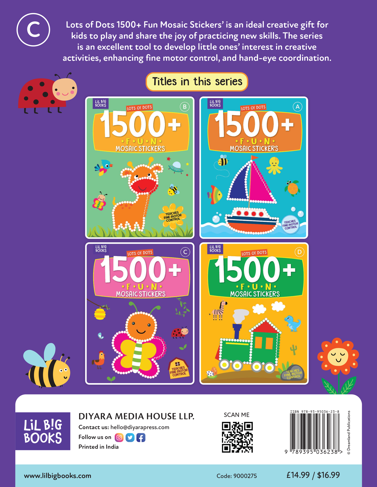 Lots Of Dots 1500 + Mosaic Stickers With Colouring Fun C