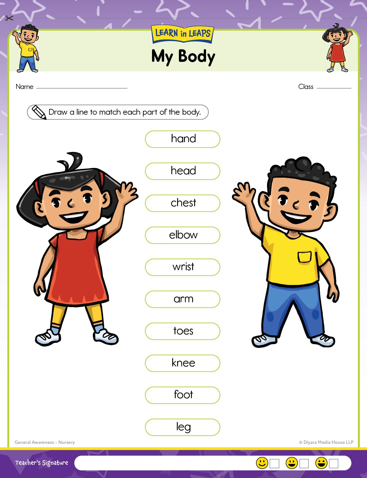 Learn In Leaps Worksheets - General Awareness, English & Maths Nursery 3+