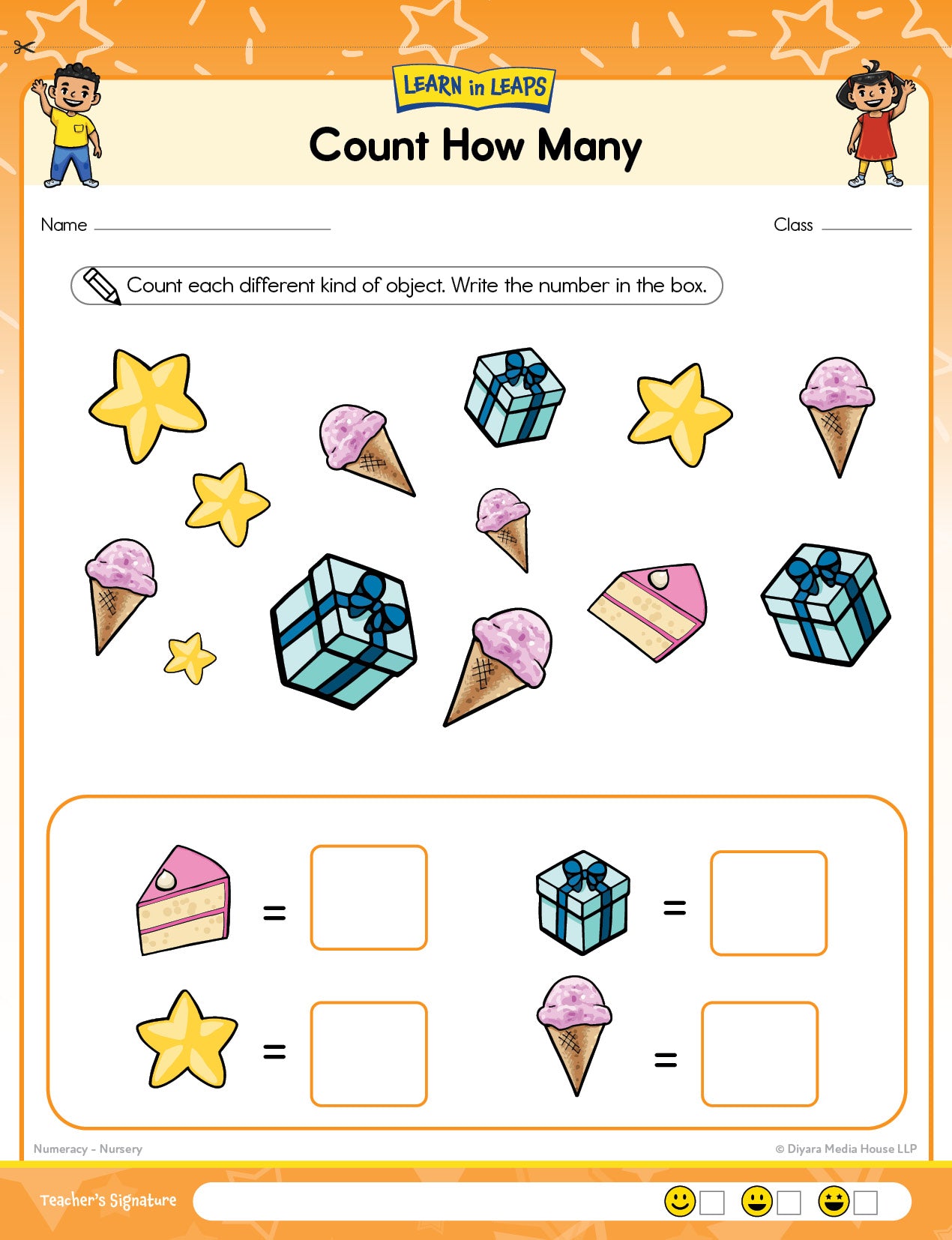 Learn In Leaps Worksheets - General Awareness, English & Maths Nursery 3+