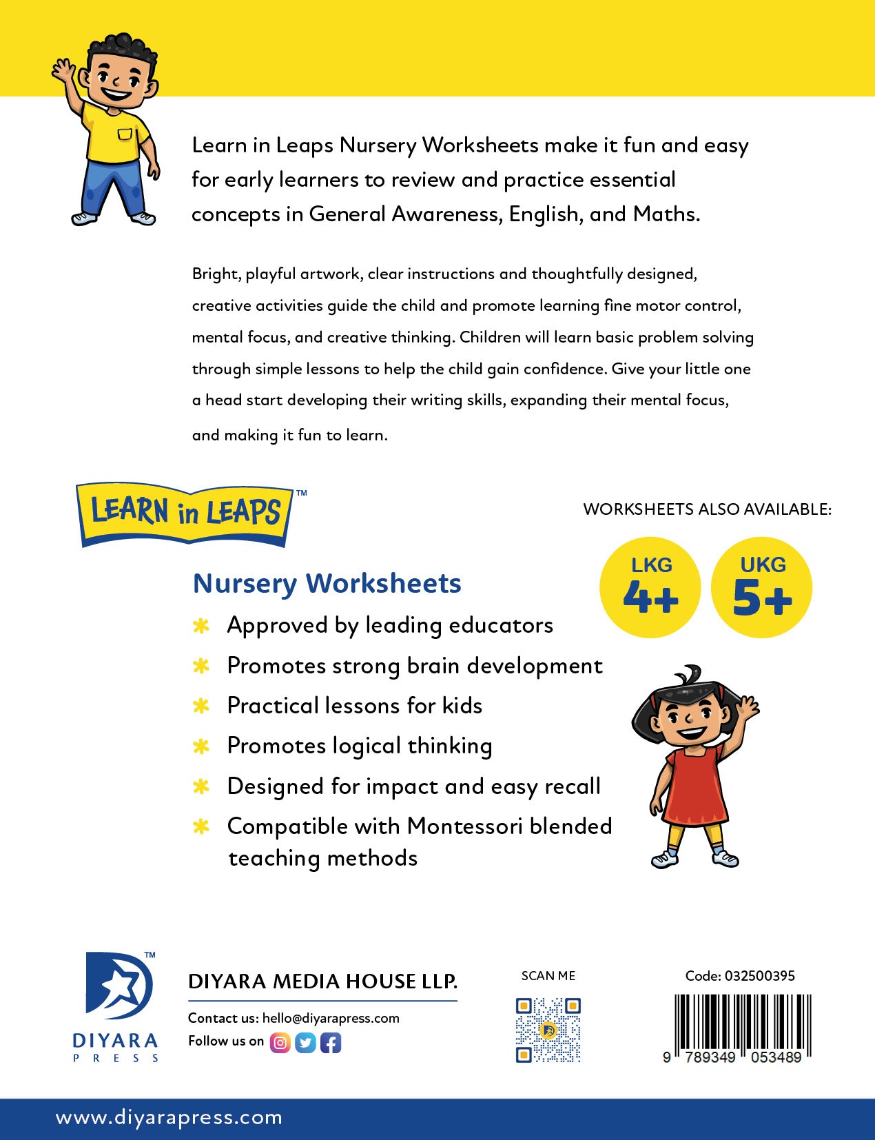 Learn In Leaps Worksheets - General Awareness, English & Maths Nursery 3+