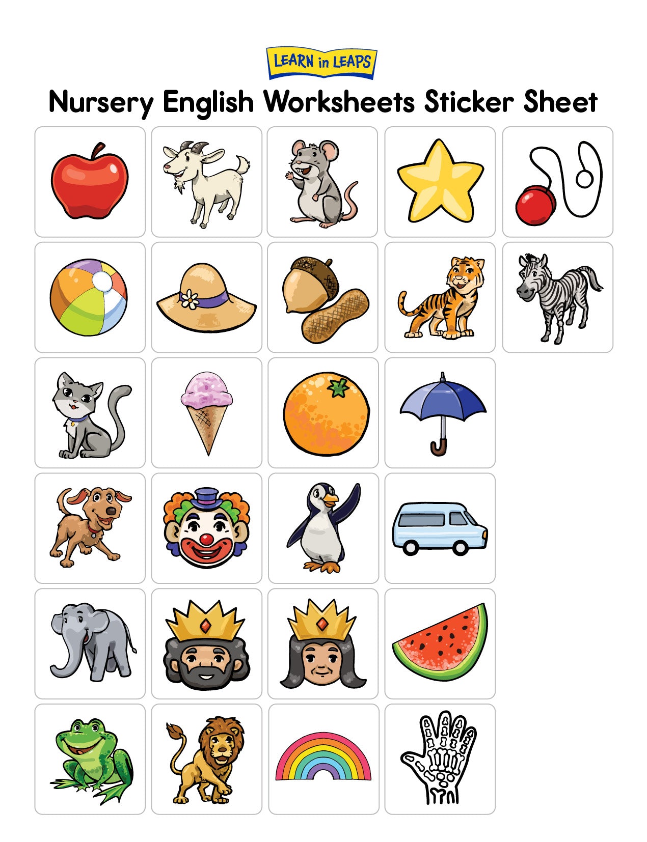Learn In Leaps Worksheets - General Awareness, English & Maths Nursery 3+