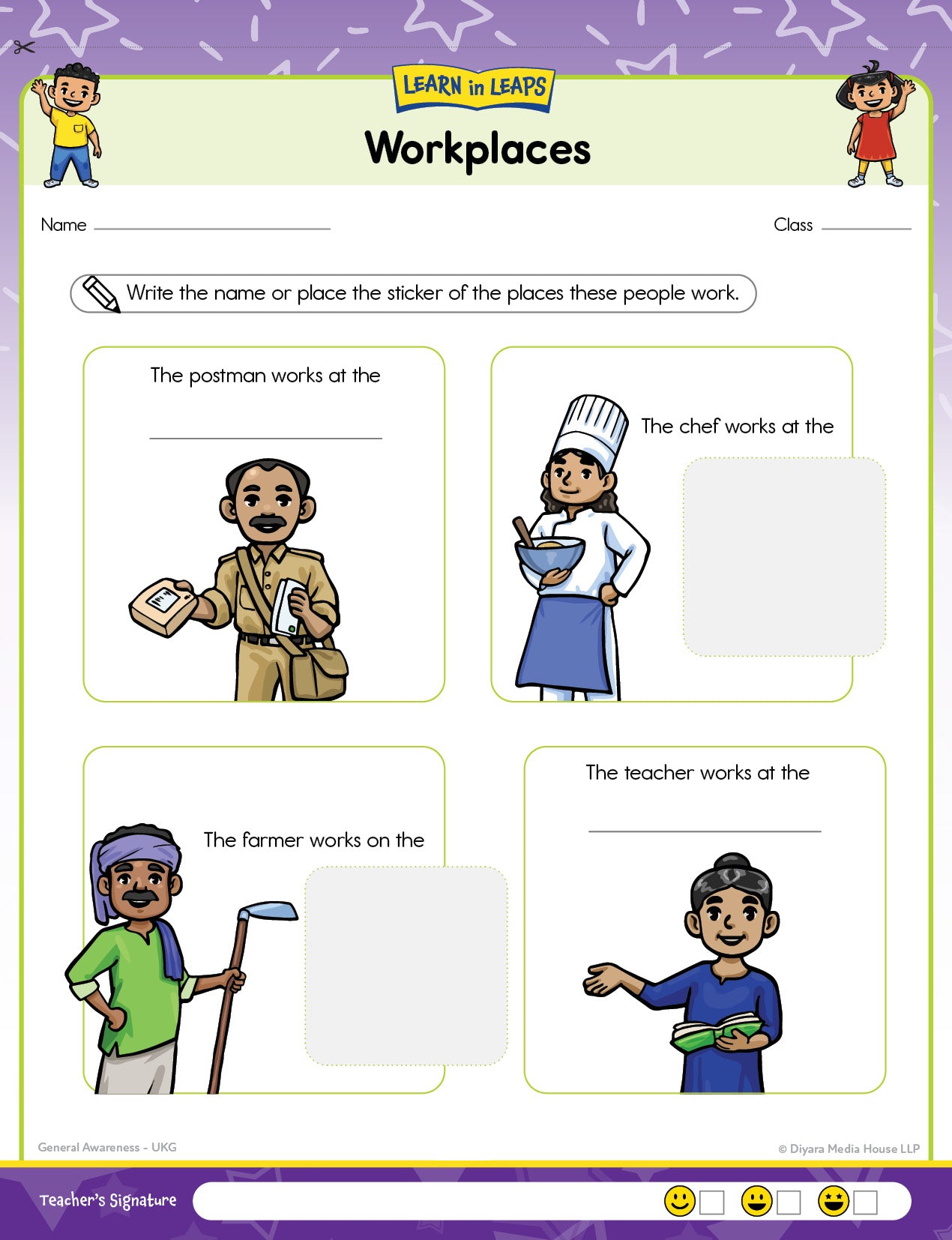Learn In Leaps Worksheets - General Awareness, English & Maths UKG 5+