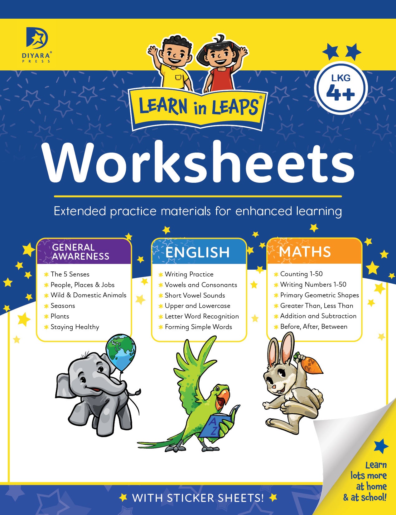 Learn In Leaps Worksheets - General Awareness, English & Maths LKG 4+