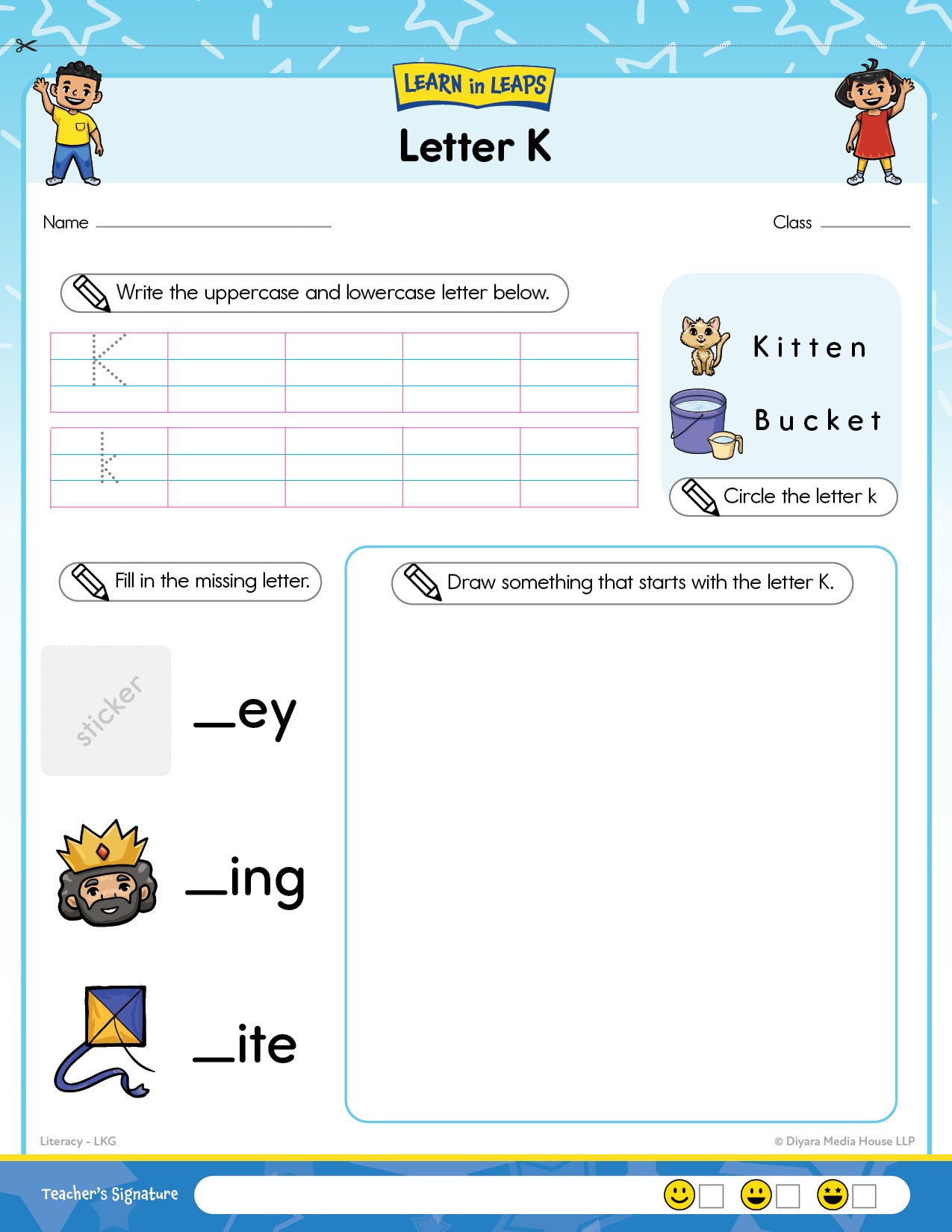 Learn In Leaps Worksheets - General Awareness, English & Maths LKG 4+