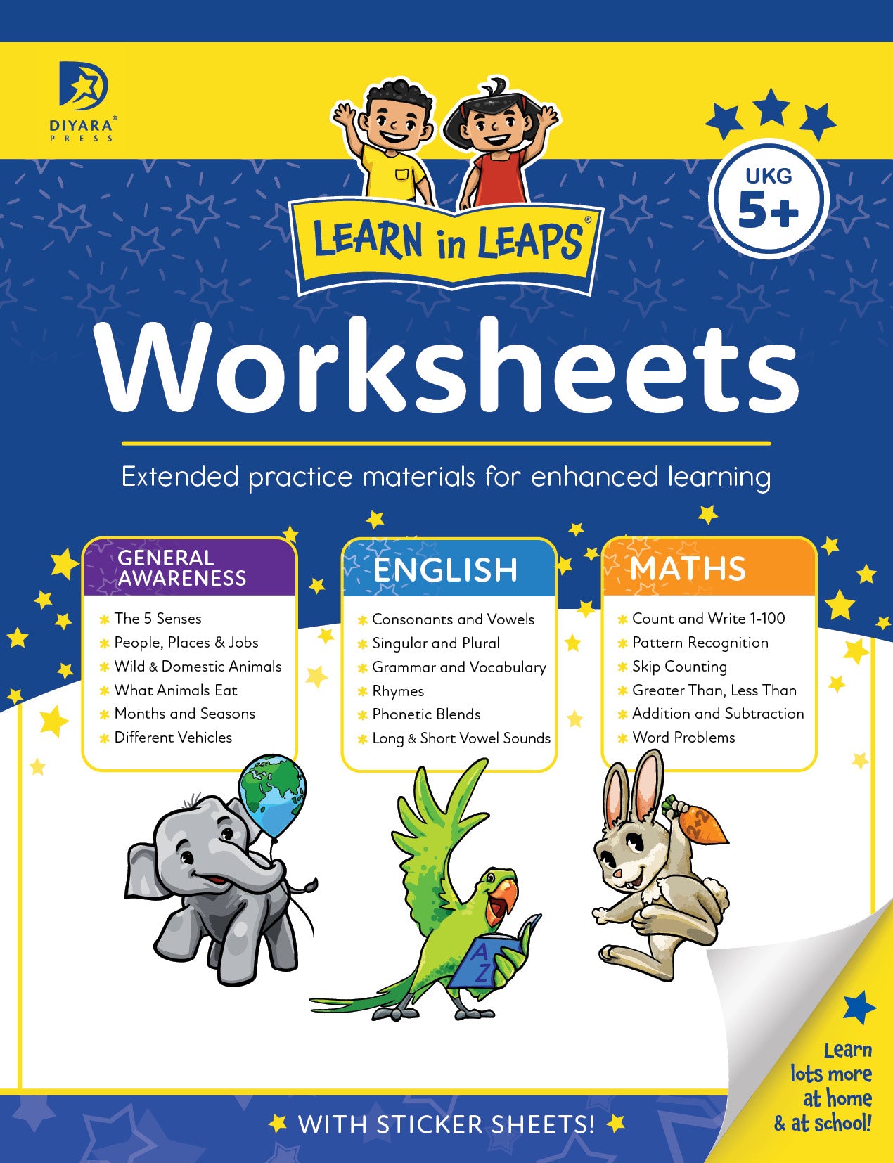 Learn In Leaps Worksheets - General Awareness, English & Maths UKG 5+
