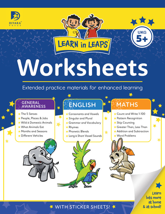 Learn In Leaps Worksheets - General Awareness, English & Maths UKG 5+