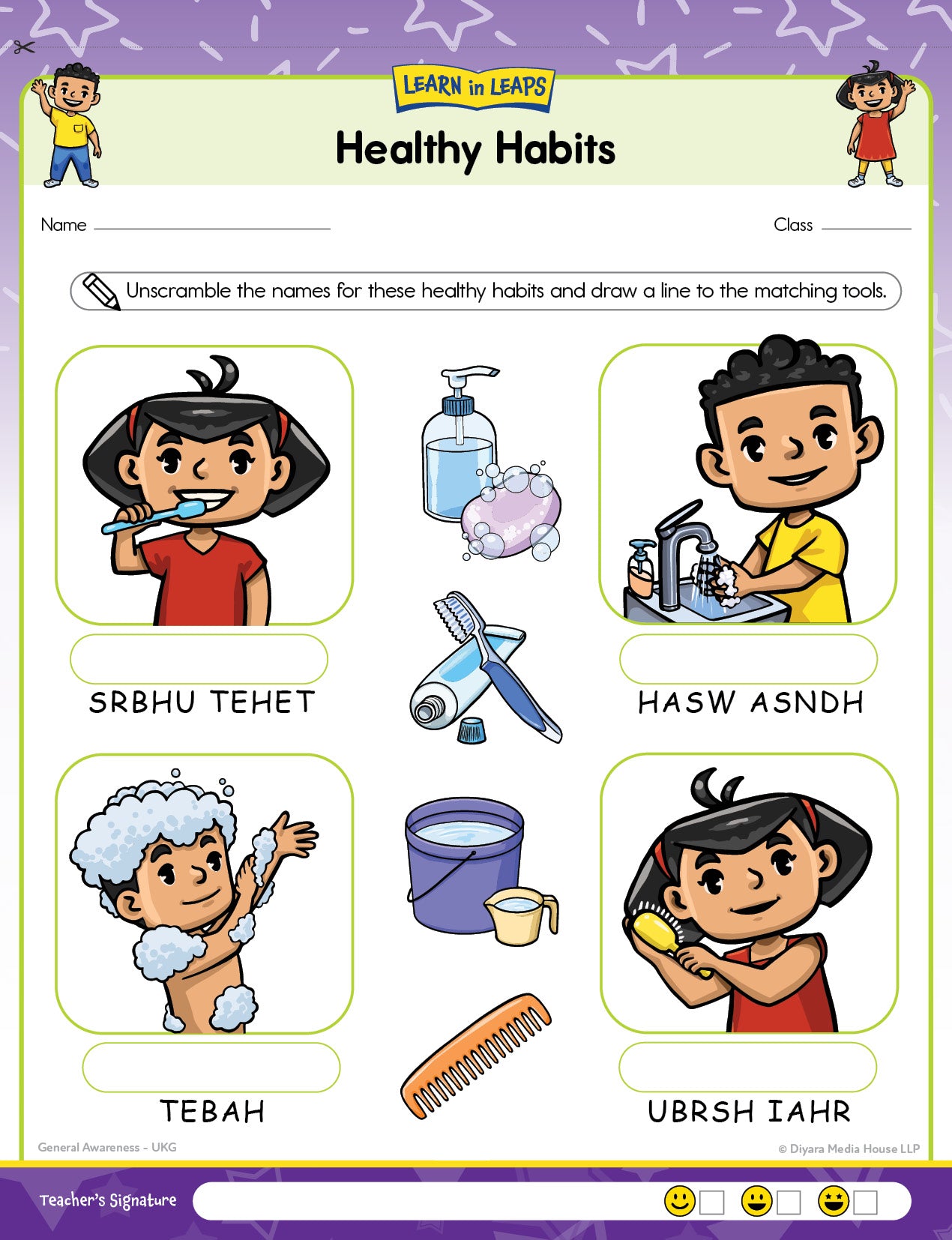 Learn In Leaps Worksheets - General Awareness, English & Maths UKG 5+